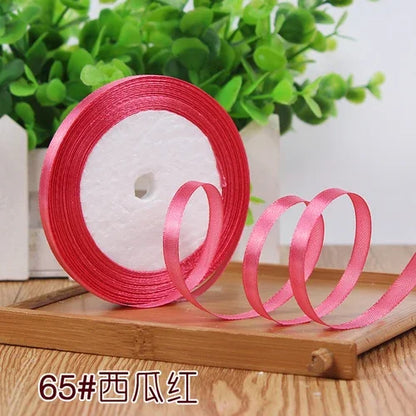 25Yards 6mm Silk Satin Ribbons for Crafts Bow Handmade Gift Wrap Partys Christmas Wedding Decorative Artificial Accessories -