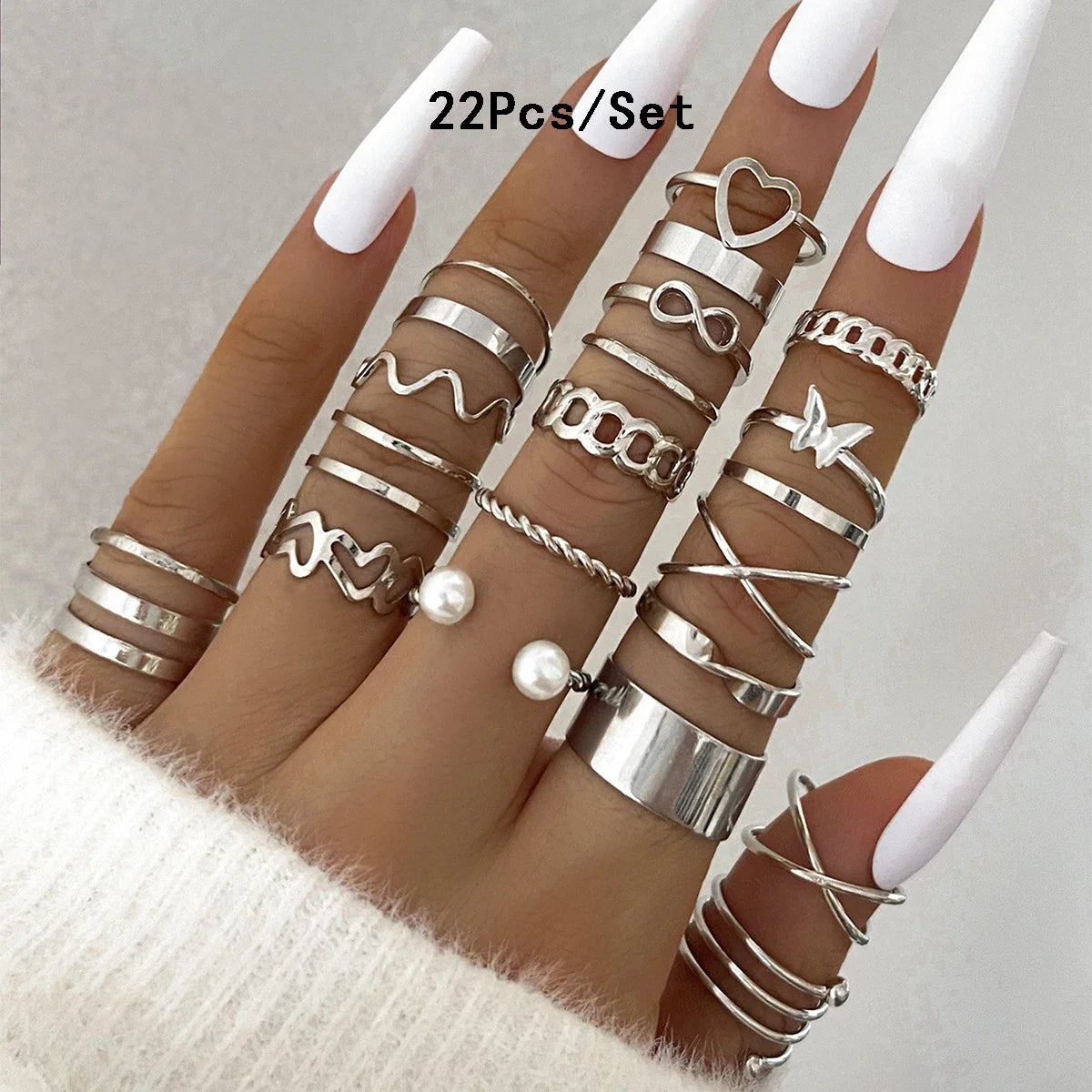 30Pcs Bohemian Geometric Knuckle Rings Set For Women Gold Silver Color Finger Ring Girls Fashion Party Jewelry Accessories - 