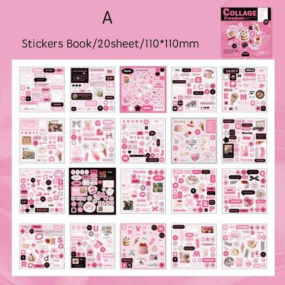 Journamm 20 Pcs Cartoon Collage Sticker Book DIY Scrapbooking Collage Junk Journal Vintage Decor Stationery Suppliesjavascrip