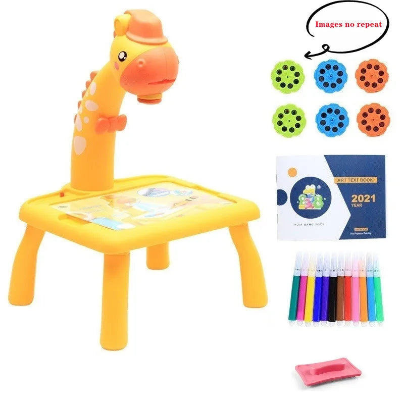 Mini Led Projector Art Drawing Table Light Toy for Children Kids Painting Board Small Desk Educational Learning Paint Tool Cr