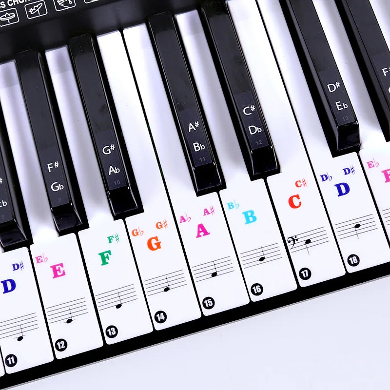 Transparent Piano Keyboard Stickers 49/54/61/88 Key Detachable Music Decal Notes Electronic Piano Piano Spectrum Sticker Symb