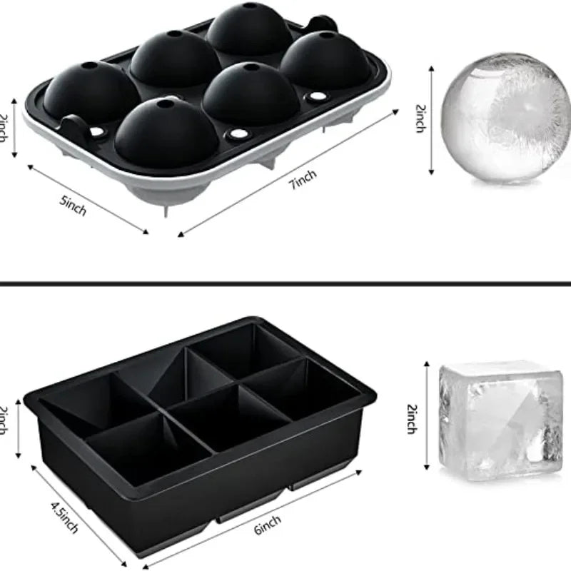 4/6/8/15Grids Silicone Ice Cube Molds Spherical Ice Cube Molds Ice Cream Ice Cube Making Machine Reusable Whiskey Ice Cube Mo