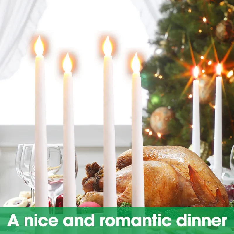 4/1PCS Long Christmas LED Candle Flameless Pointed Candle Light Battery Powered Church Flickering Candle Light Home Decoratio