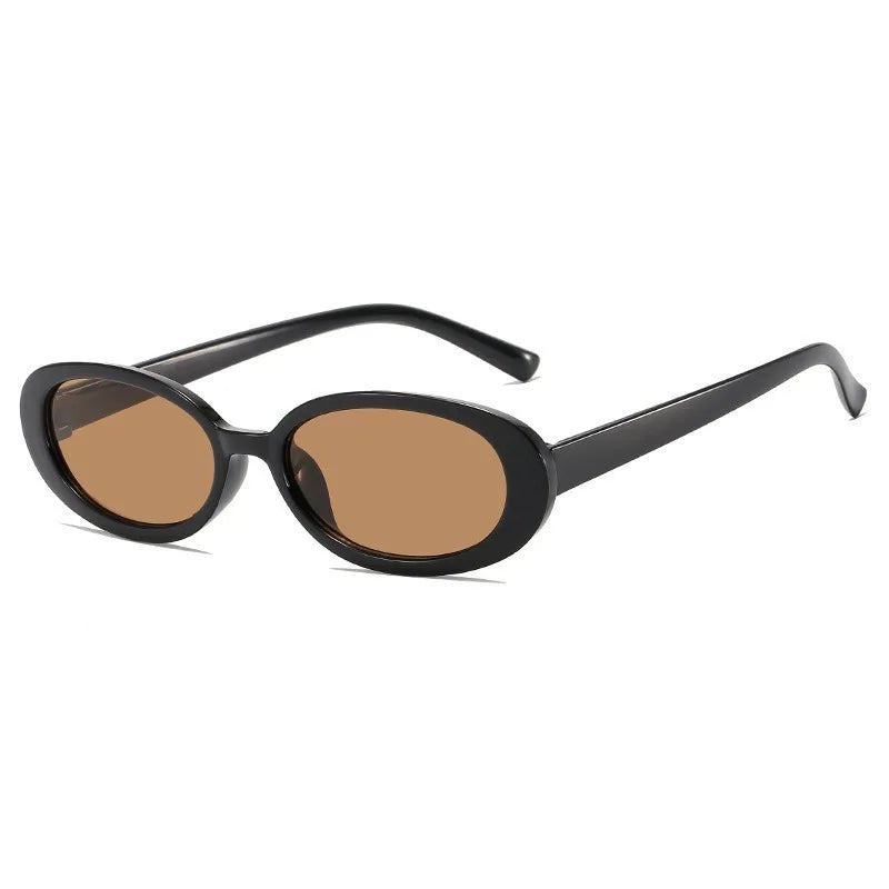 Sexy Small Oval Women's Sunglasses 2025 New Fashion Leopard Brown Hot Sun Glasses Female Retro Colorful Shade Eyeglass - blac