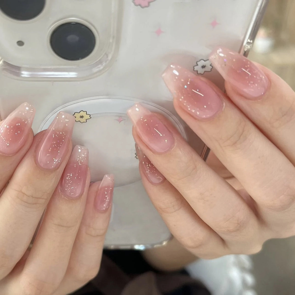 24pcs Detachable Short Press on Nails Y2k rhinestone False Nails with Glue Ballet Sweet Cool Girls Artificial False Nails Tip