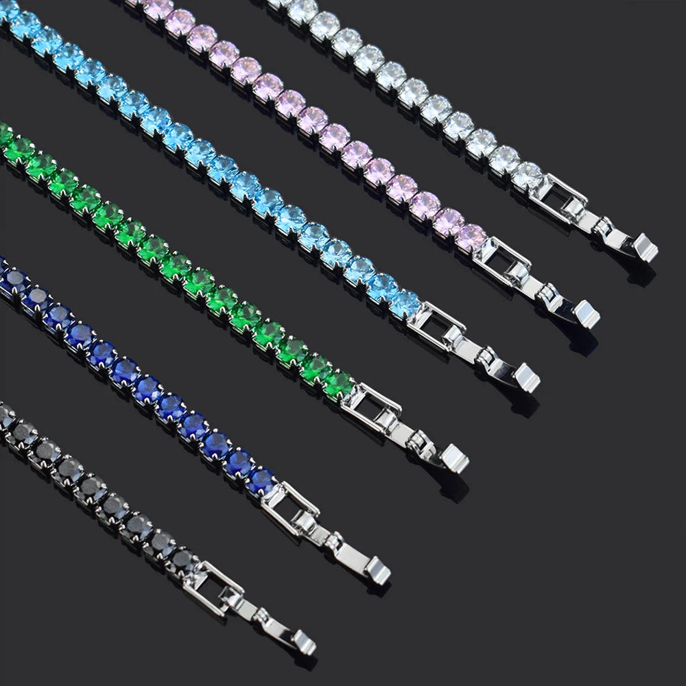 4mm Micro-inlaid Zircon Tennis Bracelet for Women 2025 New Men Bracelet Homme Jewelry Accessories