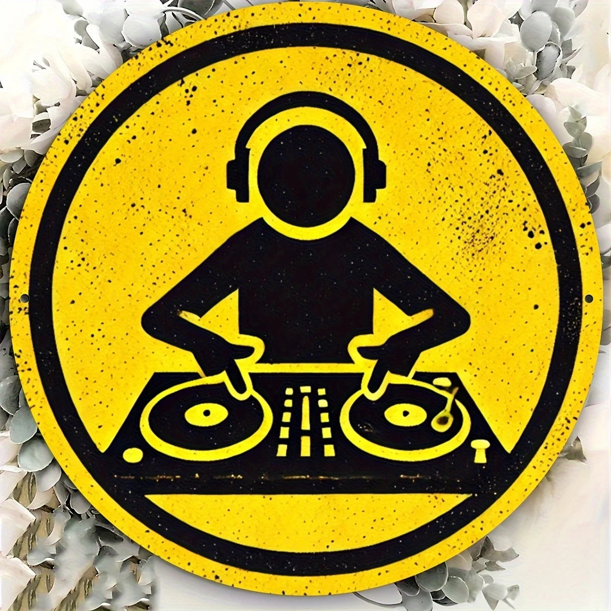8in Music Elements Wood Disc Vinyl Record Bar coffee shop Wall Table Mural Decoration Music Room Collection Flat Color Plank 