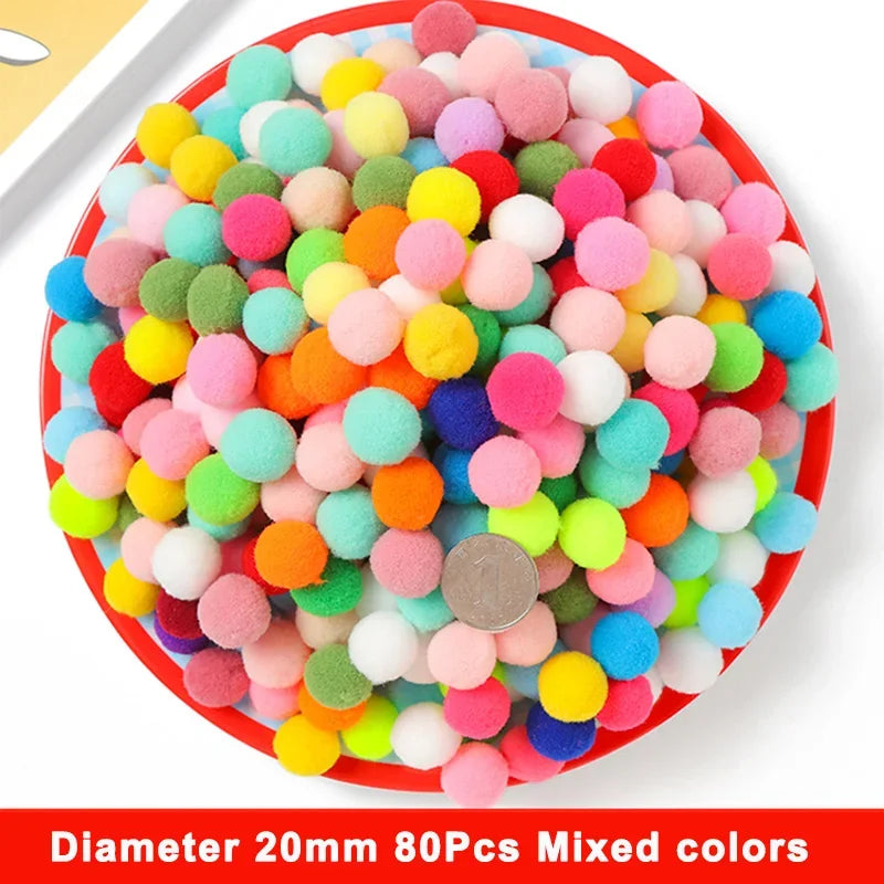 8-30mm Pom poms Multi-Colored Pompoms Soft Fluffy Puff Pompom Balls for Kid DIY Creative Craft Wedding Decor Sewing Supplies 