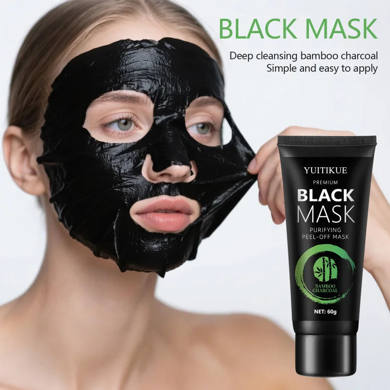 Bamboo Charcoal Blackhead Mask - Tear-off Mask contains ascorbic acid, hyaluronic acid, moisturizing and oil control, cleansi