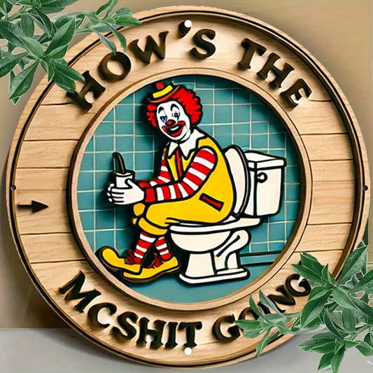 Vintage Clown Metal Sign 7.8" Round Aluminum Wall Art - Humorous Bathroom Decor for Bar Cafe Beach House Retro-2D