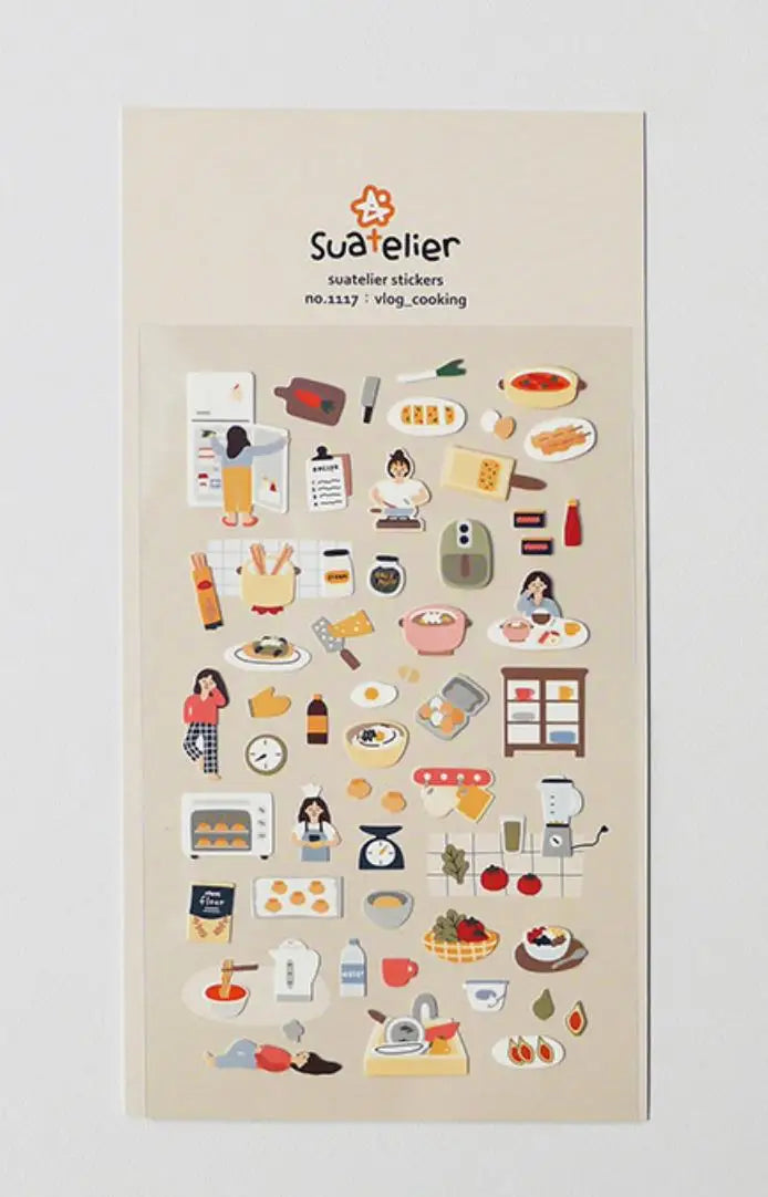 Korean Suatelier Stickers Cute Home Style Scrapbooking DIY Junk Journal Diary Stationery Deco Sticker Handiwork Craft Supplie