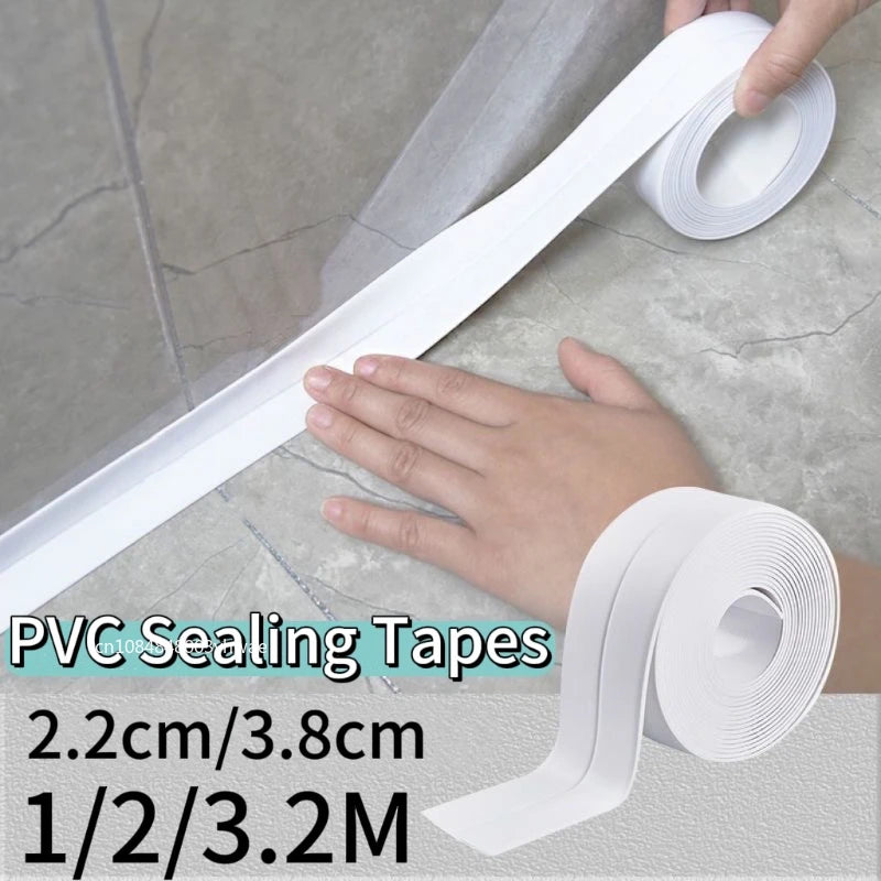 1/2/3.2M Self-adhesive Sealing Tape PVC Oil-Proof Kitchen Sink Edge Caulk Tape Waterproof Bathroom Toilet Corner Wall Sticker