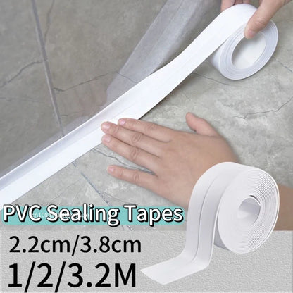 1/2/3.2M Self-adhesive Sealing Tape PVC Oil-Proof Kitchen Sink Edge Caulk Tape Waterproof Bathroom Toilet Corner Wall Sticker