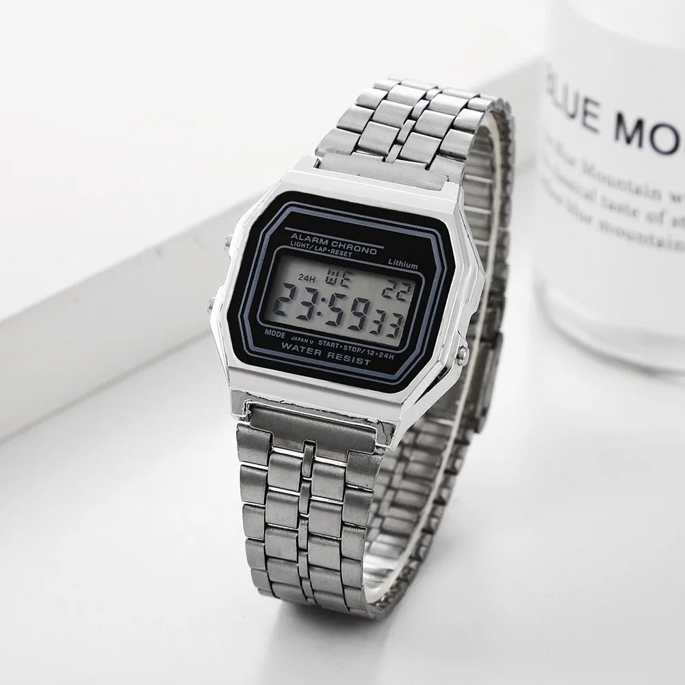 Women Men Unisex Watch Gold Silver Black Vintage LED Digital Sports Military Wristwatches Electronic Digital Present Gift Mal