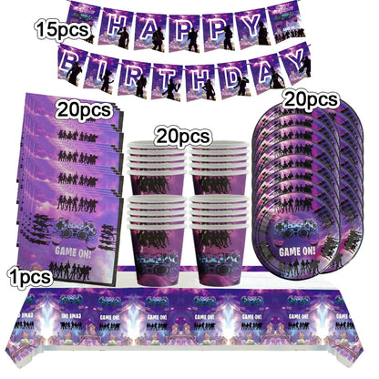 Video Game Fortnitions Birthday Party Decoration Cartoon Alpaca Llama Plate Tablecloth Baby Shower Kids Favors Party Supplies