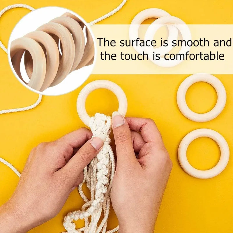 Unfinished Wood Rings Smooth Natural Wooden Ring Circles for Craft DIY Wood Hoops Jewelry Ornaments Connectors Jewelry Making