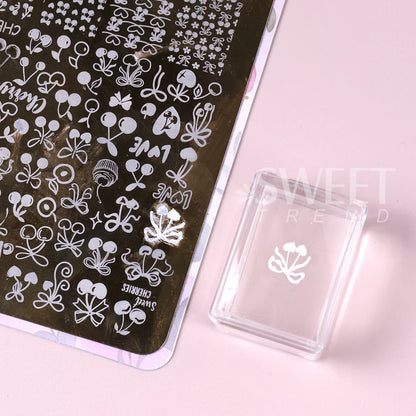 Square Nails Art Stamping Plates Kit French Manicure Transparent Silicone Polish Stencil Template Seal Stamper Scraper Nail T