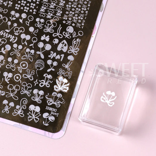 Square Nails Art Stamping Plates Kit French Manicure Transparent Silicone Polish Stencil Template Seal Stamper Scraper Nail T
