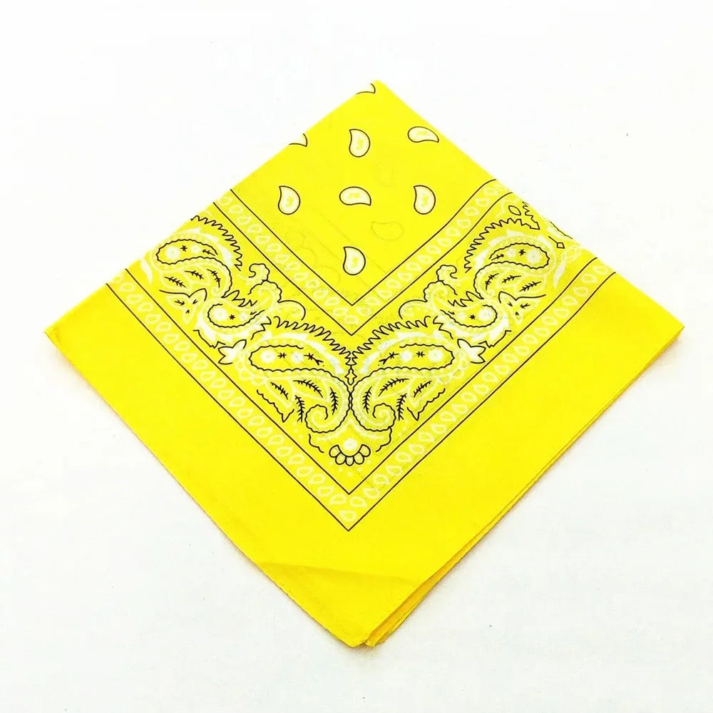 Unisex Men Women Bandana Hairband Cowboy Mens Biker Sports Headwear Wrist Hairwrap Single Sided Head Wrap Scarf Paisley - Yel