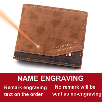 Free Name Engraving Men Wallets Slim Coin Pocket Photo Holder New Short Small Male Wallet Card Holder Frosted Leather Men Pur