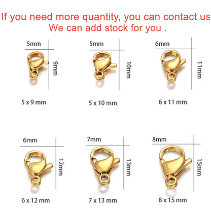 10-30Pcs Stainless Steel Gold Plated Lobster Clasp Claw Clasps For Bracelet Necklace Chain Diy Jewelry Making Findings Suppli