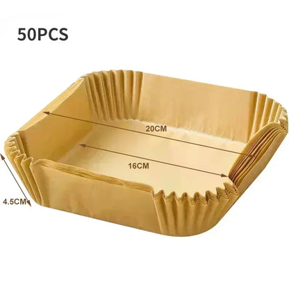 1/100PCS Air Fryer Disposable Paper Square Round Baking Paper Barbecue Plate NonStick Mat Kitchen Oven Oil Absorbing Paper To