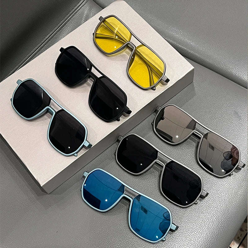 KAMMPT Irregular Rim Sunglasses Men 2025 New Fashion Vintage Double Bridge Shades Women Trendy Brand Design Mirror Sun Glasse