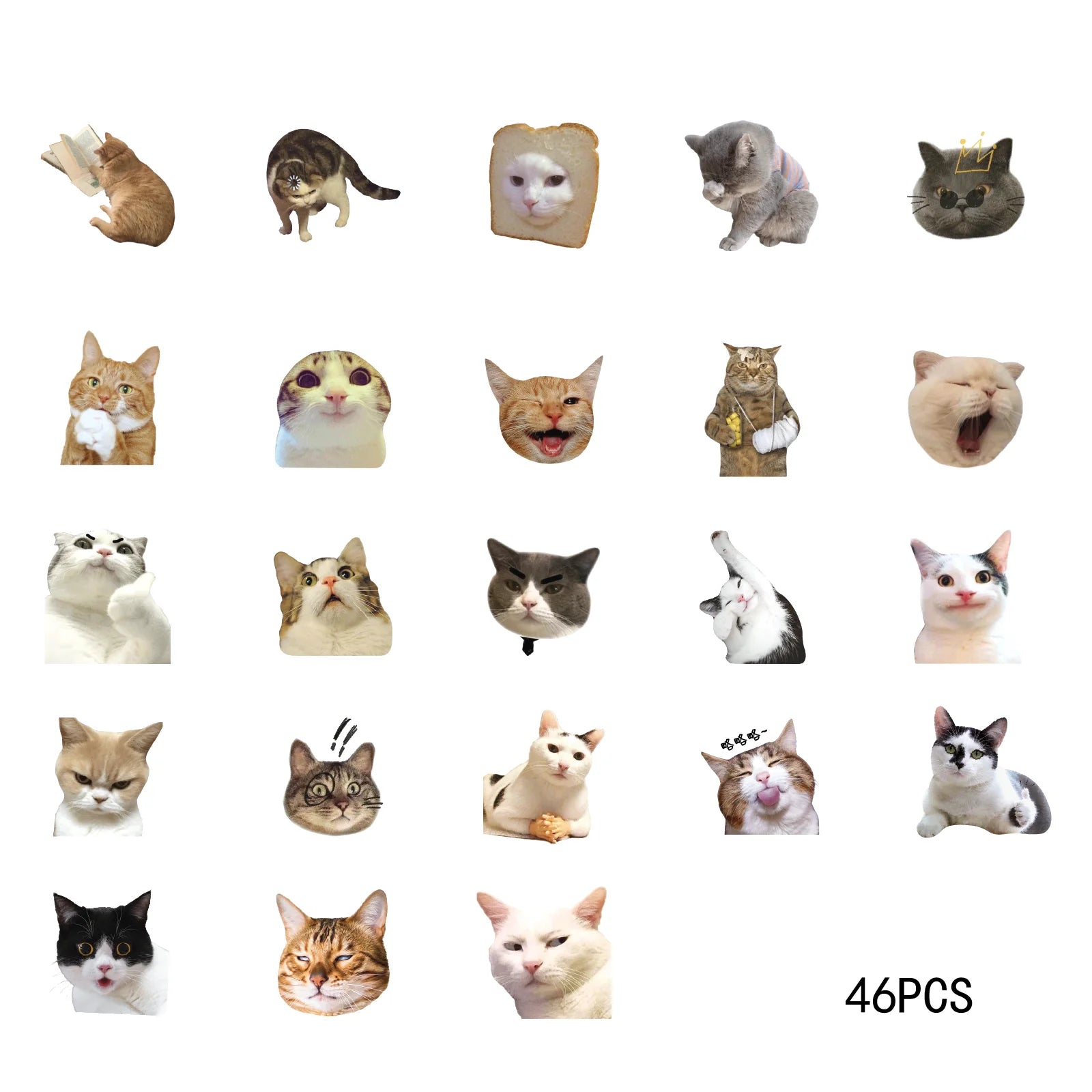 46pcs/Bag,Cat Stickers,Be for Suitcase Skateboard Luggage Laptop Phone Diy Sticke Decoration Stationery School Supplies Toys 