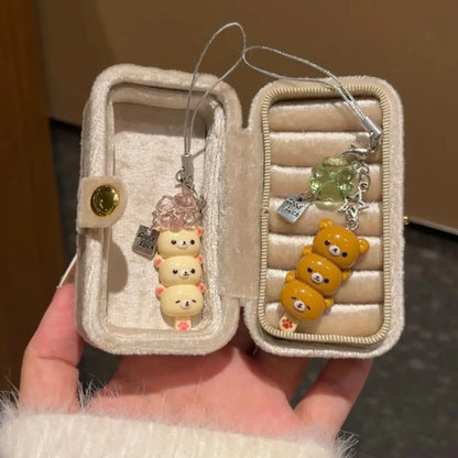Cute Bear Phone Charms Pendant Kawaii Anime Keychain Accessories for Keys Schoolbag IPhone17 Pro Max Airpods Ins