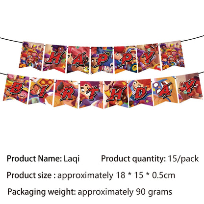 Battle Balloons Happy Birthday Banner Fight Game Party Decoration Brawled Background Cake Topper Disposable Tableware Keychai