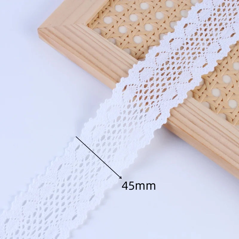 5Yards/Lot White Cotton Embroidered Lace Net Ribbons Fabric Trim DIY Sewing Handmade Craft Materials - 33