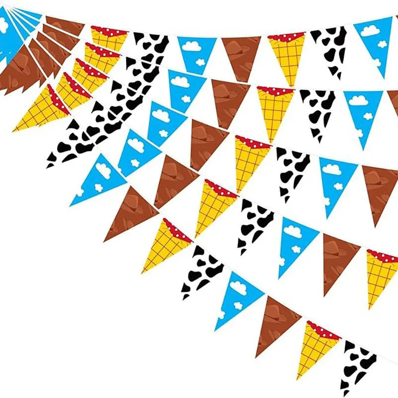Blue Sky White Clouds cows Banner Party Decorations Story Inspired String Flags Hanging Decorations for Birthday Baby Shower