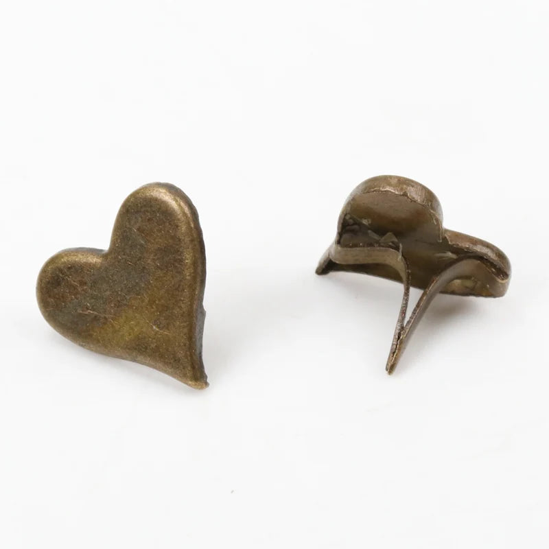 Bronze Heart Brads Scrapbooking Embellishment Fastener Brads Metal Crafts For Shoes Decoration 50PCs 11x10mm CP1514