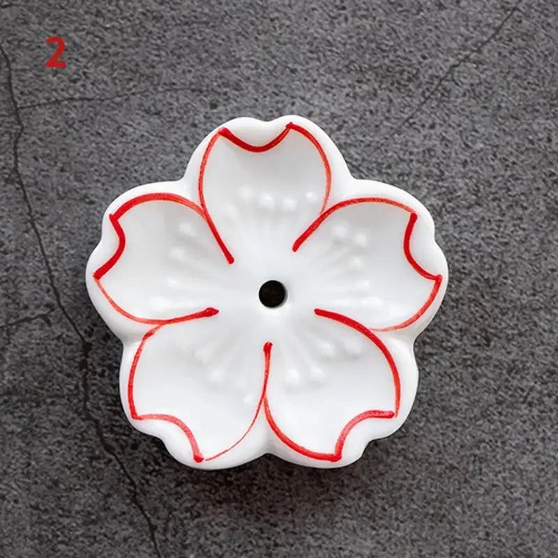 Cherry Blossom Incense Burner Home Ceramic Decor Stick Holder Aromatherapy Censer Office Teahouse Ornament