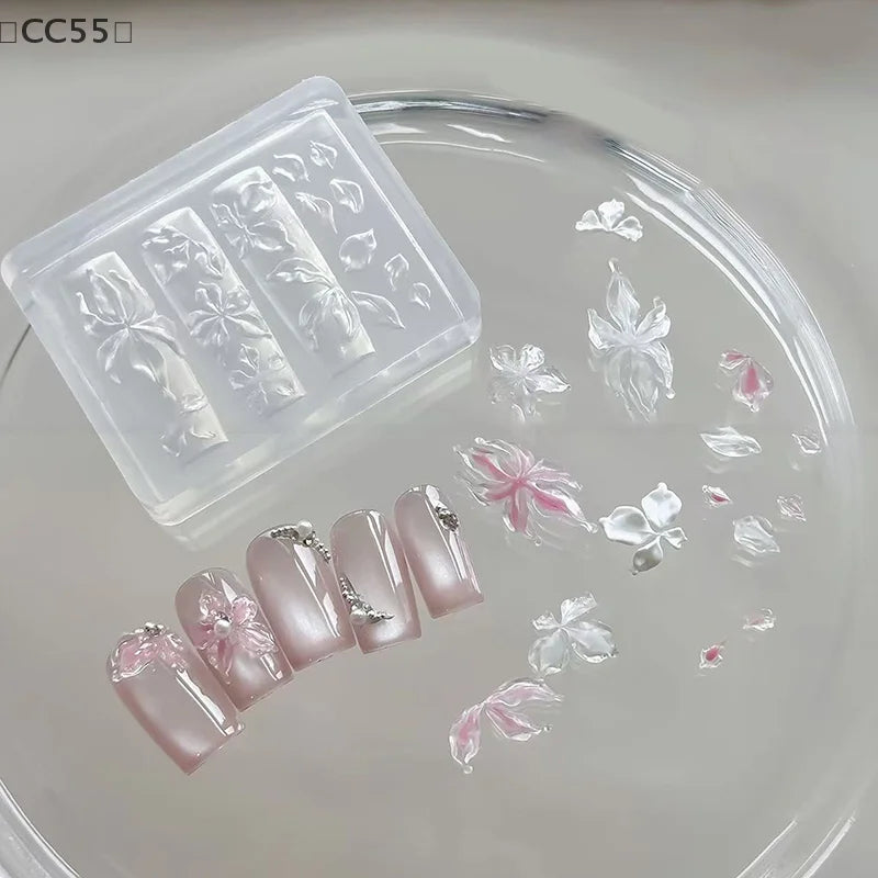 〔CC55〕Lily Flower Sea Shell Conch Coral Starfish 3D Acrylic Nail Mold Nail Decorations DIY Silicone Manicure Mold Nail Art Mo