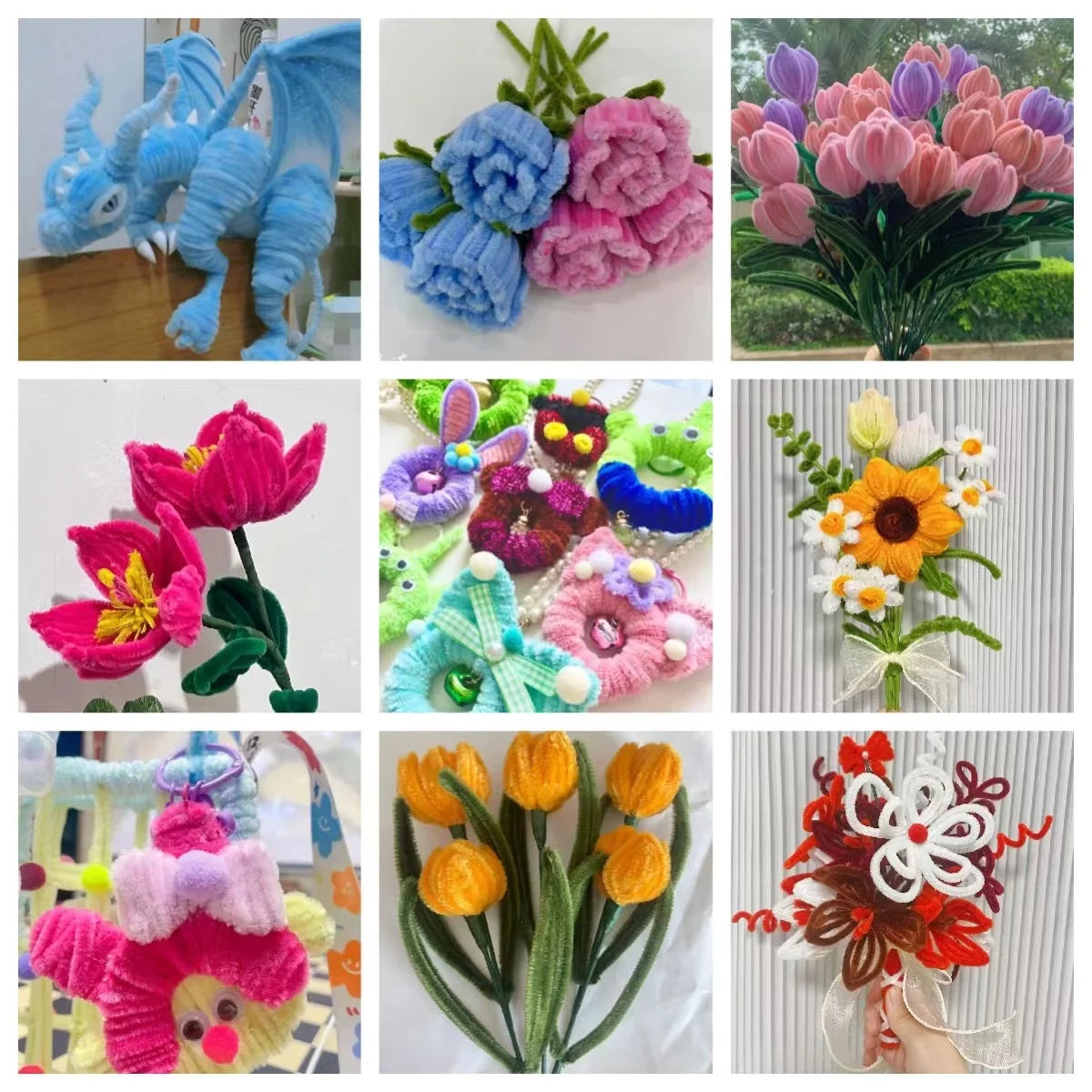 Chenille Stem Pipe Kids DIY Creative Toys Chenille Sticks Cleaners Kindergarten Educational Handmade Material Plush Strips