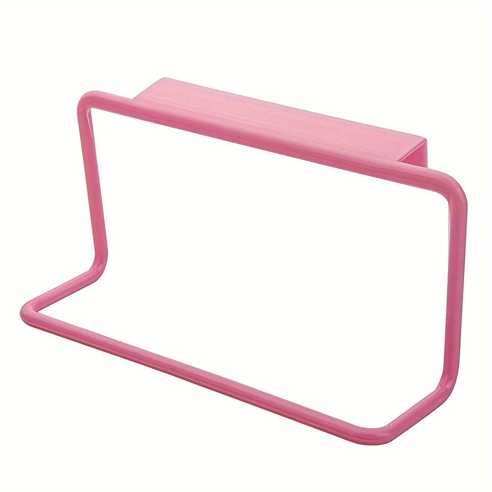 No Punching Cabinet Door Towel Rack Rag Hanger Storage Finishing Rack - Pink