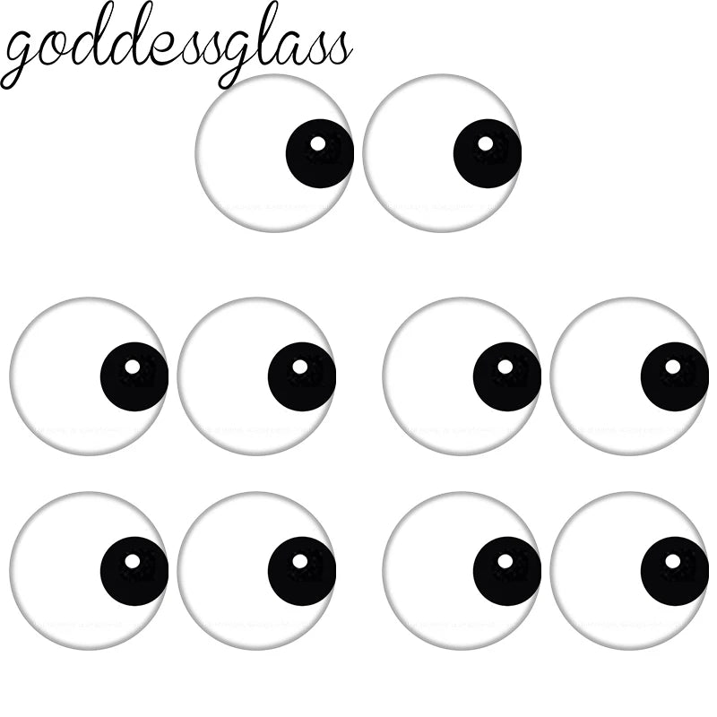 Glass Cartoon Doll Round Eyes Heart Pupil Lovely 10pcs 12mm/18mm/20mm/25mm Round Cabochon Flat Back Making Findings Jewelry -