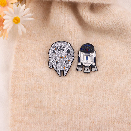 Vintage Enamel Pins Cool Robot Badge Sci-Fi Movie Lapel Pin for Jeans Cute Cartoon Pin for Backpacks Collectible Gift for Fan