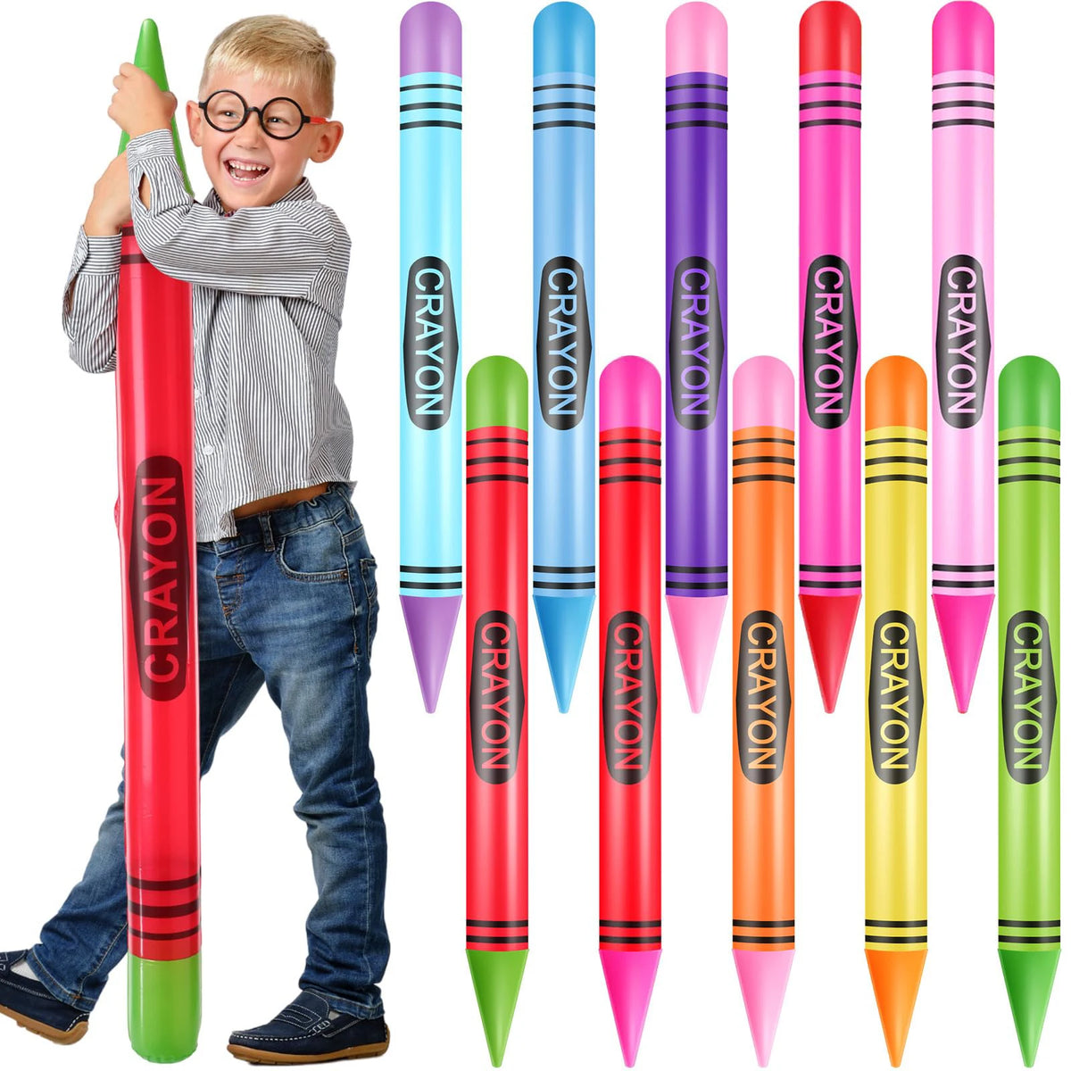 Jumbo Inflatable Crayon Balloon Neon Back to School Party Decoration First Day Of School Classroom Supplies
