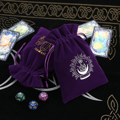 1Pcs Tarot Storage Velvet Bag Drawstring Suede Pocket Board Game Card Embroidery Package Witchcraft Supplies for Altar Tarot 