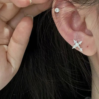 Shiny Rhinestone Zircon Cross Earrings For Women Korean Fashion Stainless Steel Earring Daily Birthday Party Y2K Jewelry Gift