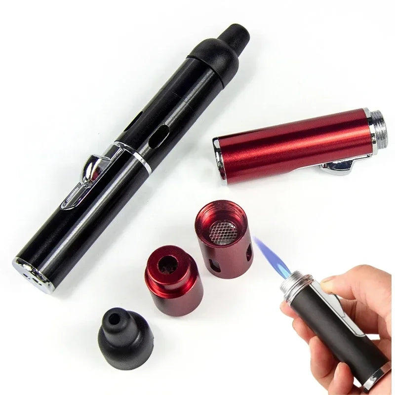 NEW Metal Direct Long Pen Spray Blue Flame Igniter Aromatherapy Lighter Portable LoopInflatable Lighter Cigarette Accessories