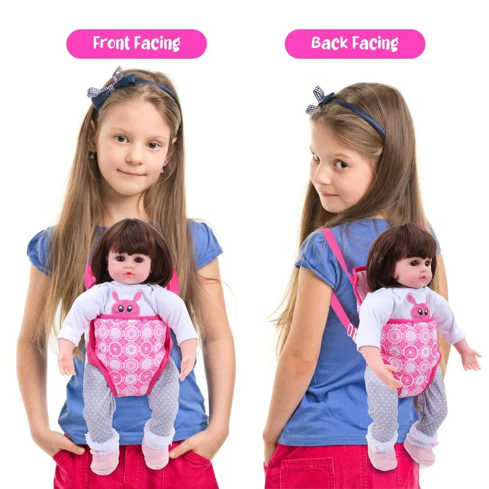 Dolls Out Going Carry Bag Backpack Strap Newborn Clothes Accessories Baby Doll Portable Toy Carrier Front Storage Birthday Gi