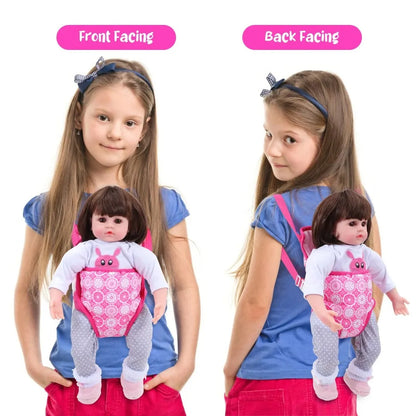 Dolls Out Going Carry Bag Backpack Strap Newborn Clothes Accessories Baby Doll Portable Toy Carrier Front Storage Birthday Gi