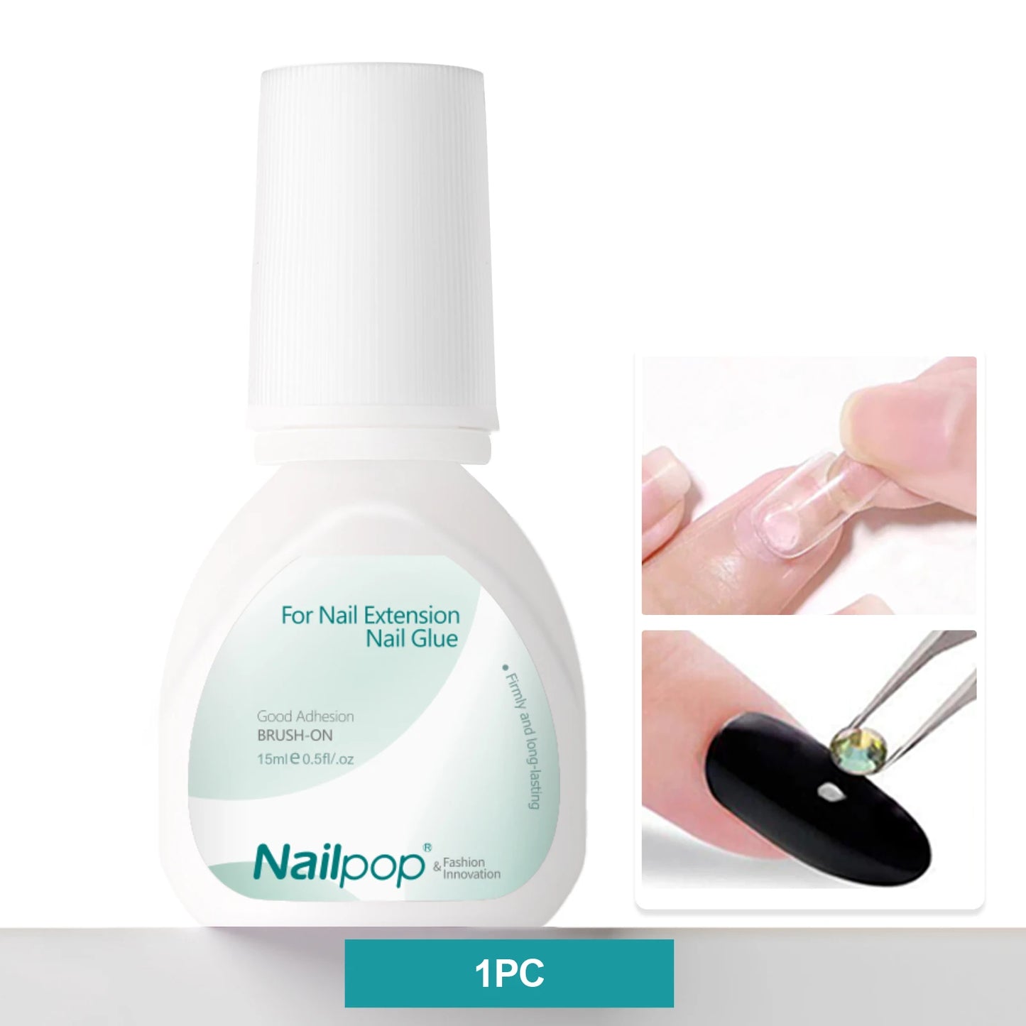Nailpop 15ml Brush On Nail Glue Easy Application Long-Lasting Super Strong Nail Bond for Acrylic Nails Nail Tips Press On Nai