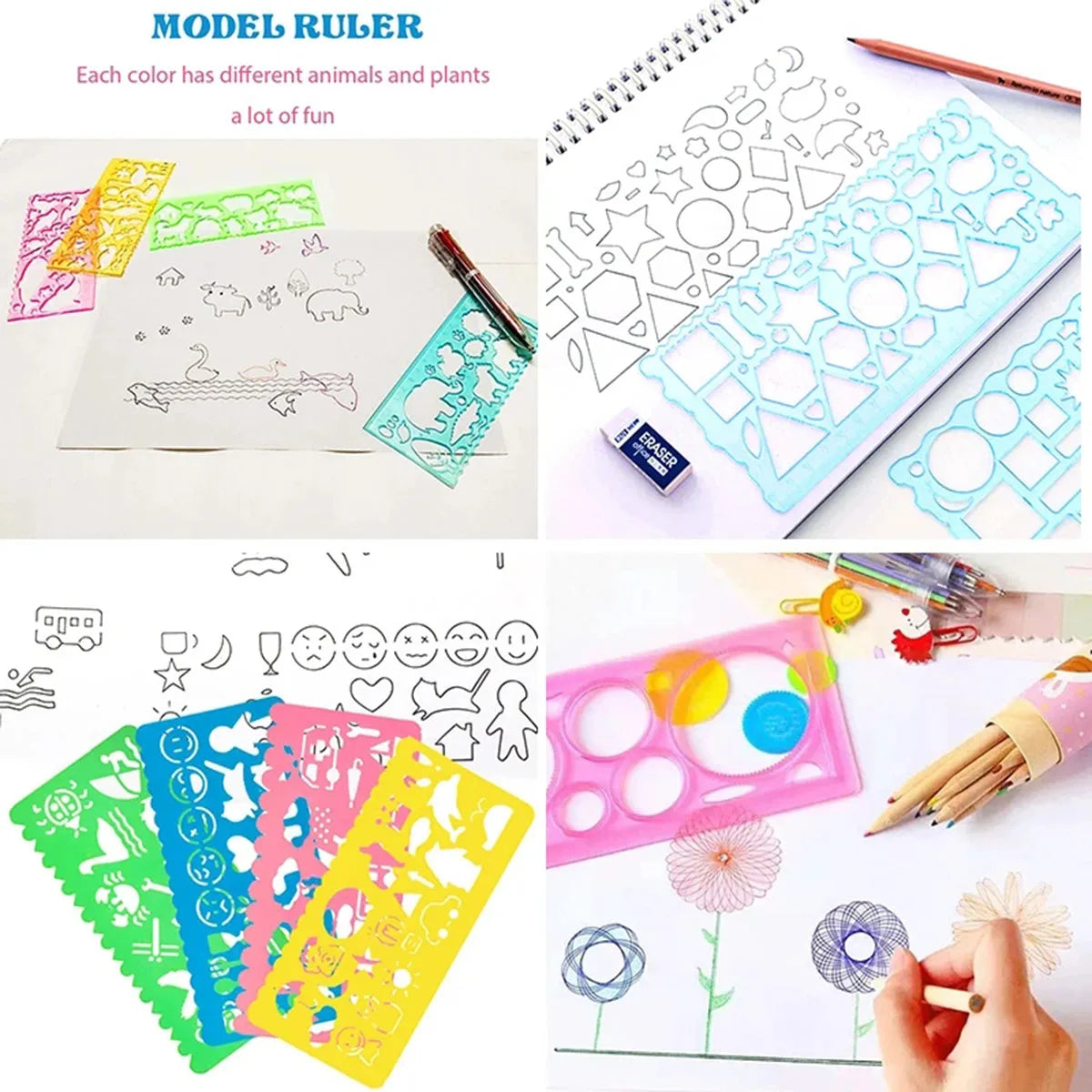 Geometry Spirograph Drawing Stencil Set Painting Template Ruler Art Craft Creative Children Kids Educational Toy Girls Boys G