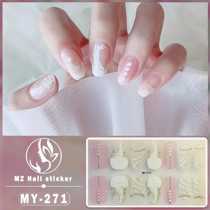 Nail Sticker Full Cover Waterproof Nail Art Manicure Decoration Sweet DIY Nail Decail Rhinestones Self Adhesive Manicure INS 