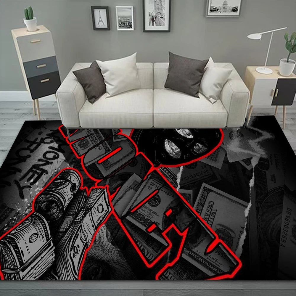 Dollar Design Vintage Rug Gothıc Bohemian Area Living Room Sofa Bedroom Rustic Decor Black Rugs Retro Carpet Home Decoration