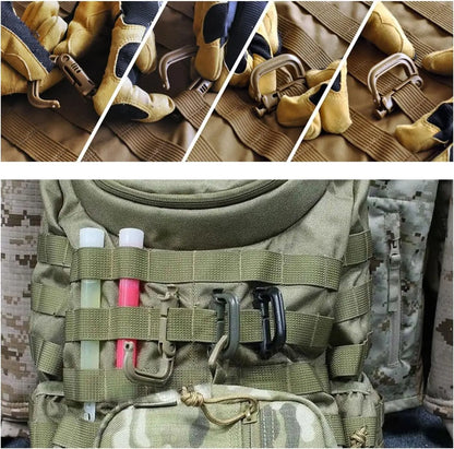 5Pcs Plastic D-Ring Tactical Carabiner Grimlock Lock Hard Hook Buckle Clip For Molle Webbing Accessories Backpack/Pouch/Bag/B